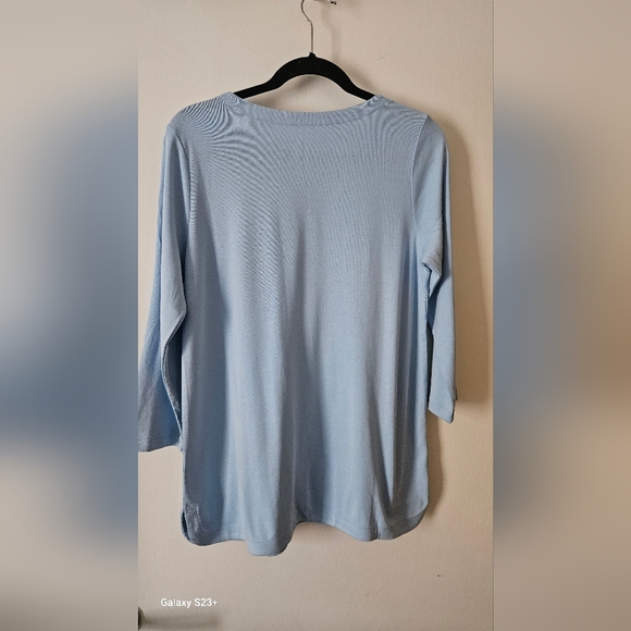 Women's Light Blue V-Neck Top - Picture 5 of 5